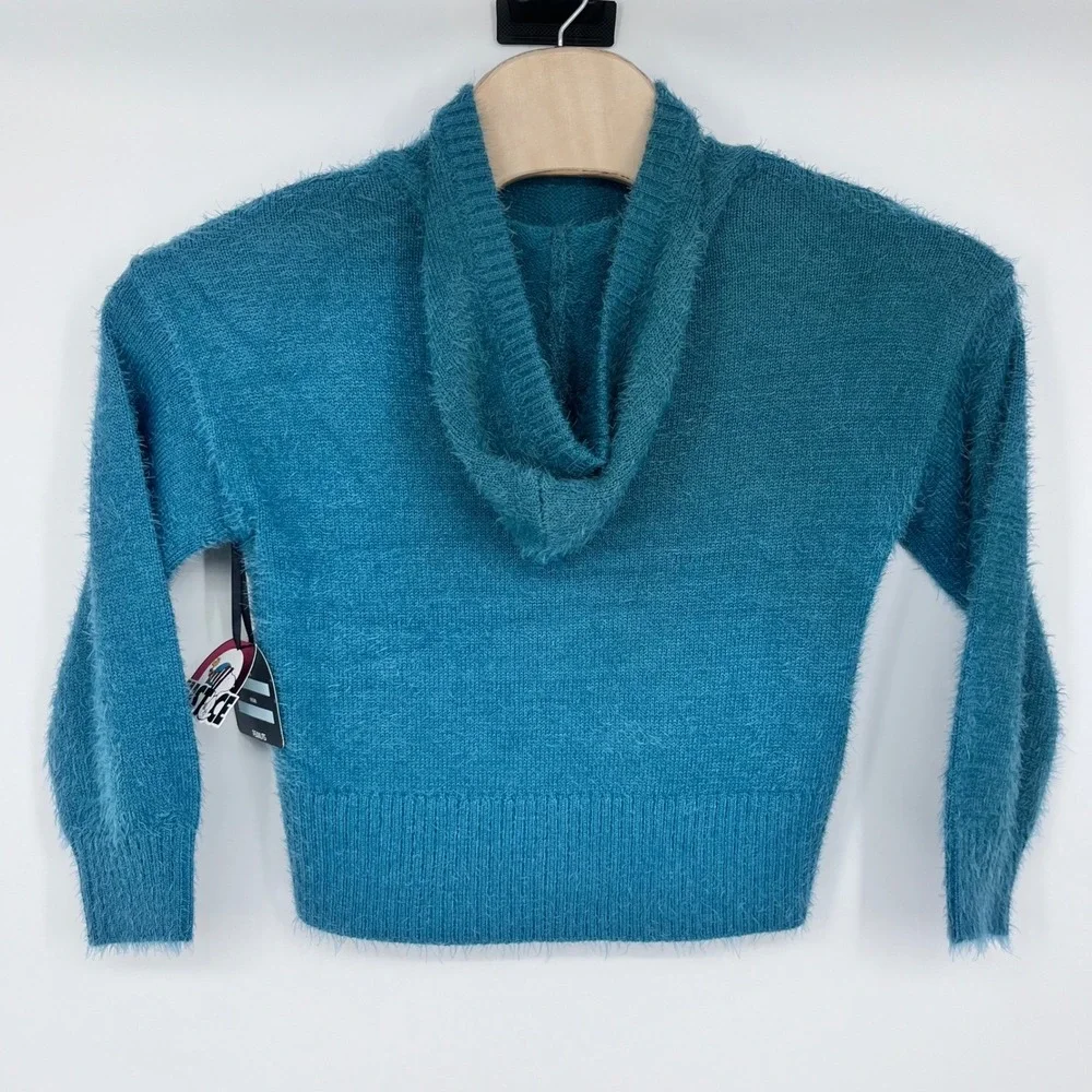 Justice Woodstock Peanuts Hoodie Sweater Kids Medium 10 Sea Blue Fuzzy Holiday